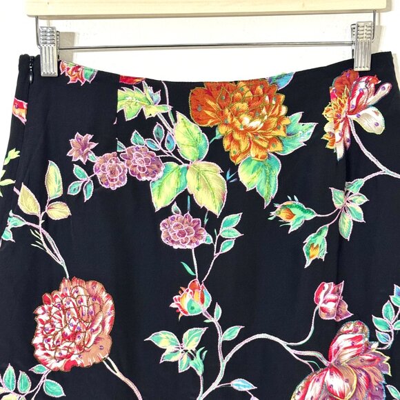 Vtg Y2K Black Floral Pencil Silky Skirt 15"W Embroidered Sequins NWT Embellished - Picture 10 of 16